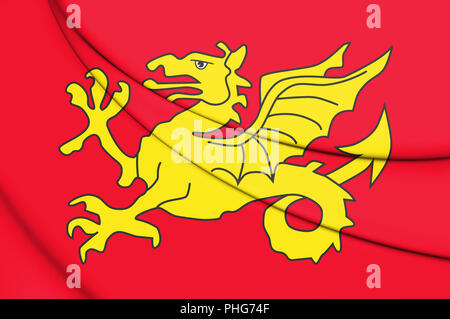 3D Flag of Wessex, England. 3D Illustration. Stock Photo