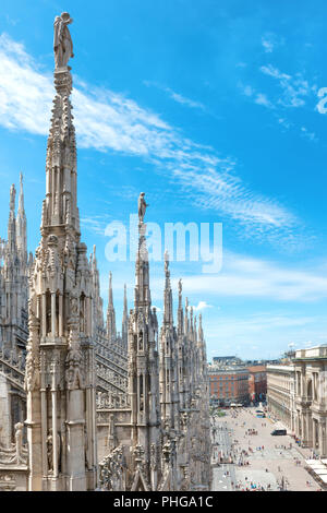 Statues on the roof of famous Milan Cathedral Duomo Stock Photo