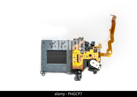 A picture of an electronic shutter, the component of an electronic reflex camera. Stock Photo