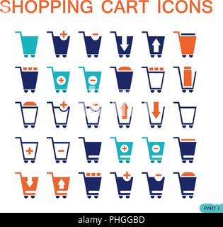 Set of shopping cart icons for web. Shop online, buy and sell concept Stock Vector