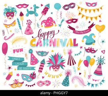 carnival doodle set Stock Vector