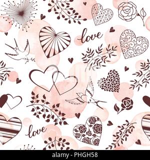 pink hearts pattern Stock Vector