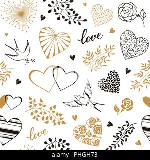 romantic seamless pattern Stock Vector