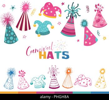 carnival hats set Stock Vector