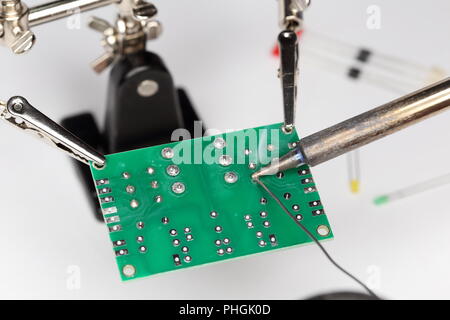 soldering green board Stock Photo