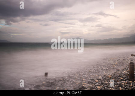 Pebbled Beach of Punta Malabrigo, Lobo, Batangas. Stock Photo