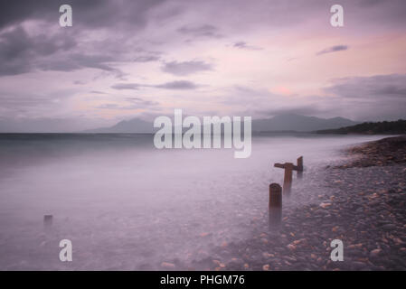 Pebbled Beach of Punta Malabrigo, Lobo, Batangas. Stock Photo