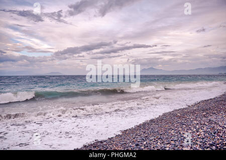 Pebbled Beach of Punta Malabrigo, Lobo, Batangas. Stock Photo