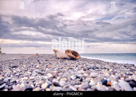 Pebbled Beach of Punta Malabrigo, Lobo, Batangas. Stock Photo