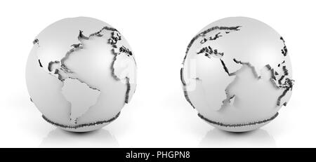 White globe isolated on white background showing two different side. Stock Photo