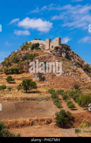 The Byzantine castle of Santo Niceto built in the early 11th century on a hill in Motta San Giovanni, Reggio Calabria province Stock Photo