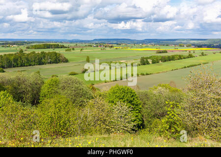 Aerial view over the countryside in summer Stock Photo