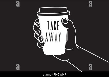 Vector illustration of a hand holding a cup of coffee to takeaway Stock Vector