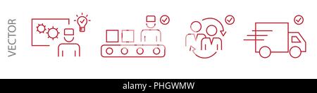 Vector pictograms stages of technological process in production Stock Vector