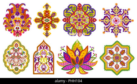 Persian  rug elements set Stock Photo