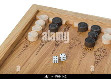 Backgammon playing field and dices Stock Photo