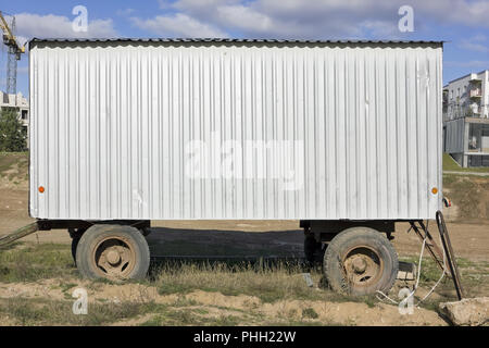 Economic shed of builders on wheels Stock Photo