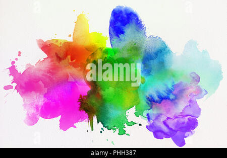abstract rainbow watercolor on paper texture Stock Photo