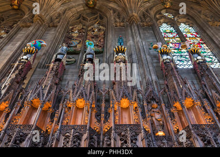 Thistle chapel interior, St. Giles cathedral, Edinburgh, Scotland, UK Stock Photo