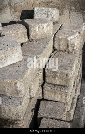 Pile of concrete bricks Stock Photo