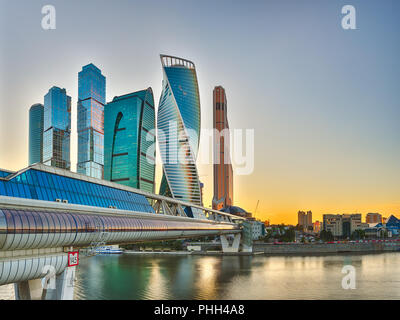 Moscow City at sunset. Stock Photo