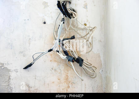 Mess of power cables Stock Photo