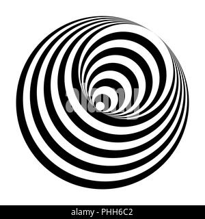 optical illusion black and white circles cone Stock Photo