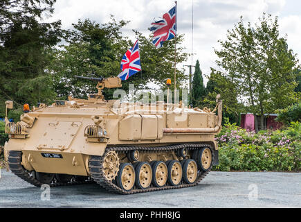British army AFV 432 troop transport in painted desert camouflage Stock Photo