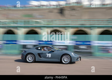 Brighton, England. 1th September 2018, 200 cars and 75 motorcycles take part during the 113th  Brighton Speed Trials on Brighton seafront’s Madeira Drive, Hundreds of Spectators gathered to watch the action in the glorious wether,  Brighton, England.© Jason Richardson / Alamy Live News Stock Photo