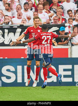 Stuttgart, Germany. 1st Sept, 2018. VFB Stuttgart - FC Bayern Munich Soccer, Stuttgart, September 01, 2018 Leon GORETZKA, FCB 18   celebrates his 0-1 goal with   David ALABA, FCB 27   VFB STUTTGART - FC BAYERN MUNICH 0-3  - DFL REGULATIONS PROHIBIT ANY USE OF PHOTOGRAPHS as IMAGE SEQUENCES and/or QUASI-VIDEO -  1.German Football League , Stuttgart, September 01, 2018,  Season 2018/2019, matchday 2, FCB,  © Peter Schatz / Alamy Live News Credit: Peter Schatz/Alamy Live News Stock Photo