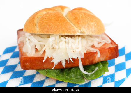 meat loaf with coleslaw in a roll Stock Photo