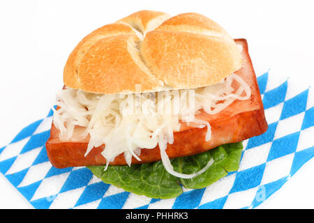 meat loaf with coleslaw in a roll Stock Photo