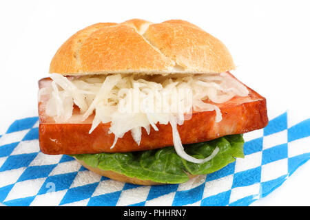 meat loaf with coleslaw in a roll Stock Photo