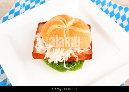 meat loaf with coleslaw in a roll Stock Photo