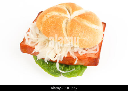 meat loaf with coleslaw in a roll Stock Photo