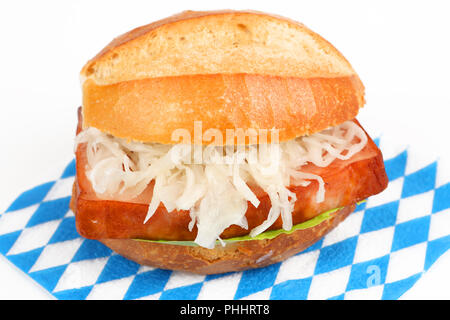 meat loaf with coleslaw in a roll Stock Photo