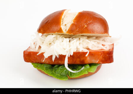 meat loaf with coleslaw in a roll Stock Photo