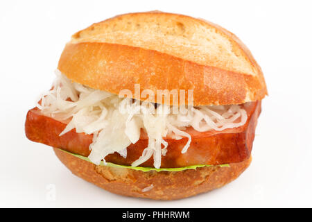 meat loaf with coleslaw in a roll Stock Photo