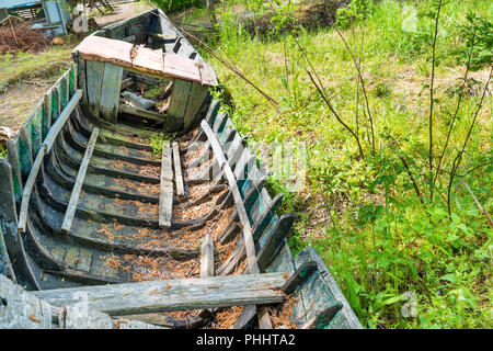 Old wrecked fishing boat Stock Photo