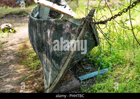 Old wrecked fishing boat Stock Photo