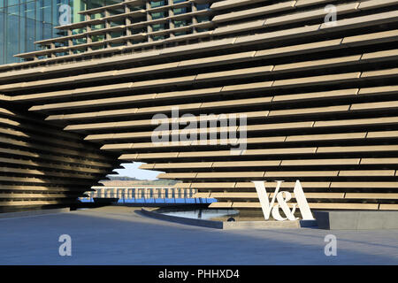 Kengo Kuma's new V&A Dundee, on the Riverside Esplanade as part of the city's waterfront regeneration, in Scotland, UK
