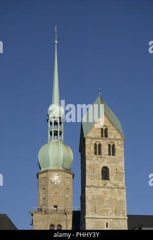 Tower of the curch St. Reinoldi and St. Marien Dortmund Stock Photo