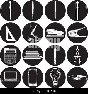 Stationery icon set vector office and school supplies Stock Vector