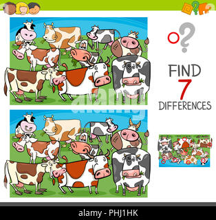 find differences with cows farm animal characters Stock Photo