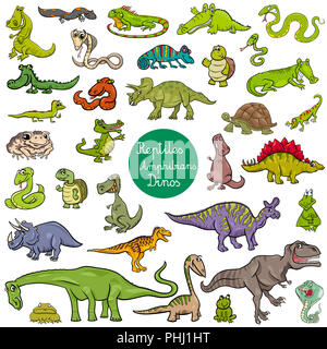reptiles and amphibians characters set Stock Photo