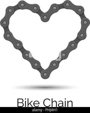 Heart created from a bicycle chain. Bike chain heart shape. Stock Vector