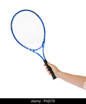 Hand Tennis Racket Hand holding a tennis racket isolated on a white background Stock Photo ...