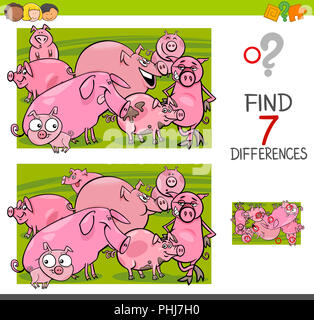 find differences with pigs farm animal characters Stock Photo