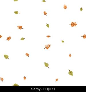 Oak and birch leaves pattern seamless. Vector illustration. Isolated white background. Stock Vector