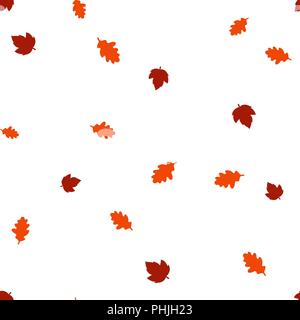 Oak and maple leaves seamless pattern. Vector illustration. Isolated white background. Stock Vector